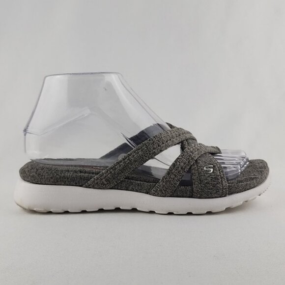 Skechers Rumblets Splendor Grey White Flat Sandal Toe Ring Lightweight Size 6 - Picture 5 of 14